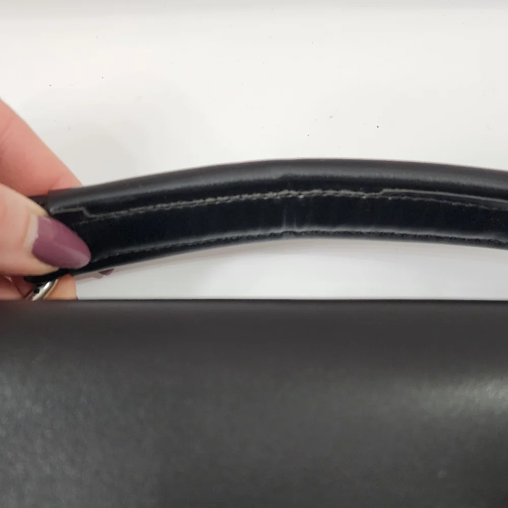 Classic Briefcase Laptop Computer Bag Documents Faux Leather Black 15x11x5